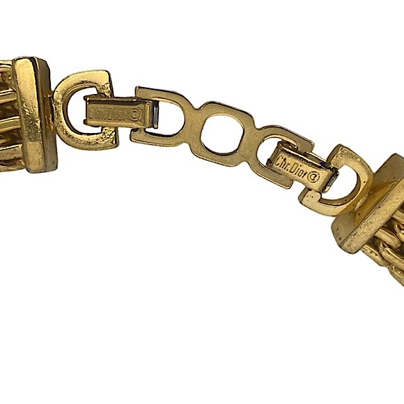 Vintage Christian Dior Metal Mesh Yellow Crystal Collar Necklace - Picture 10 of 10